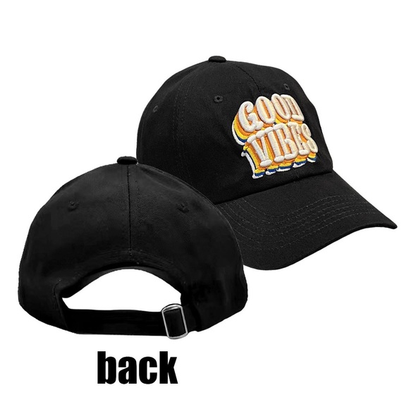 Brown Good vibes patch message adjustable fashion hat - Picture 3 of 4